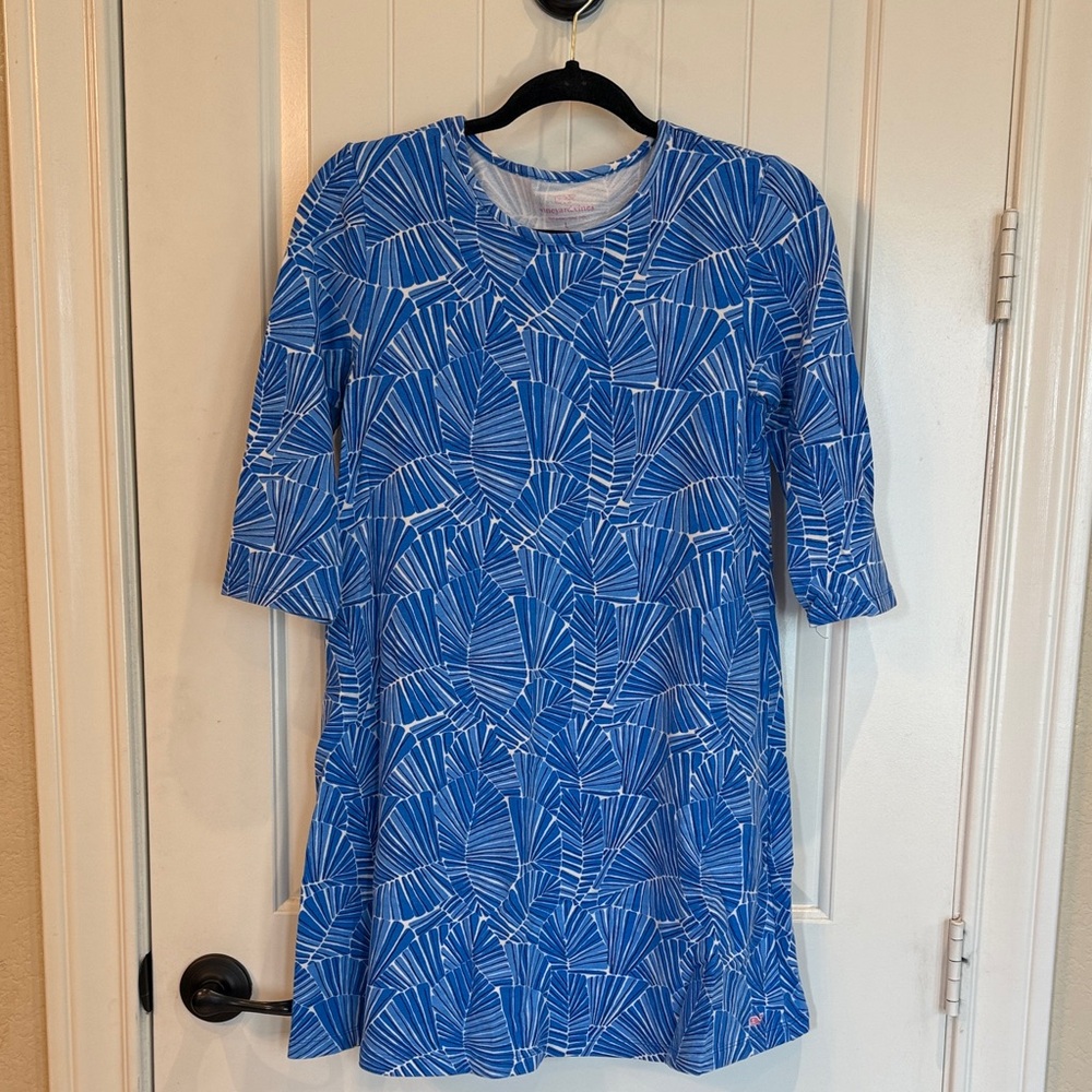 Vineyard Vines Blue and White Patterned Girls Dress